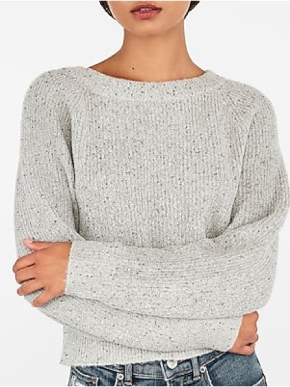 Express Silver Sequin Sweater